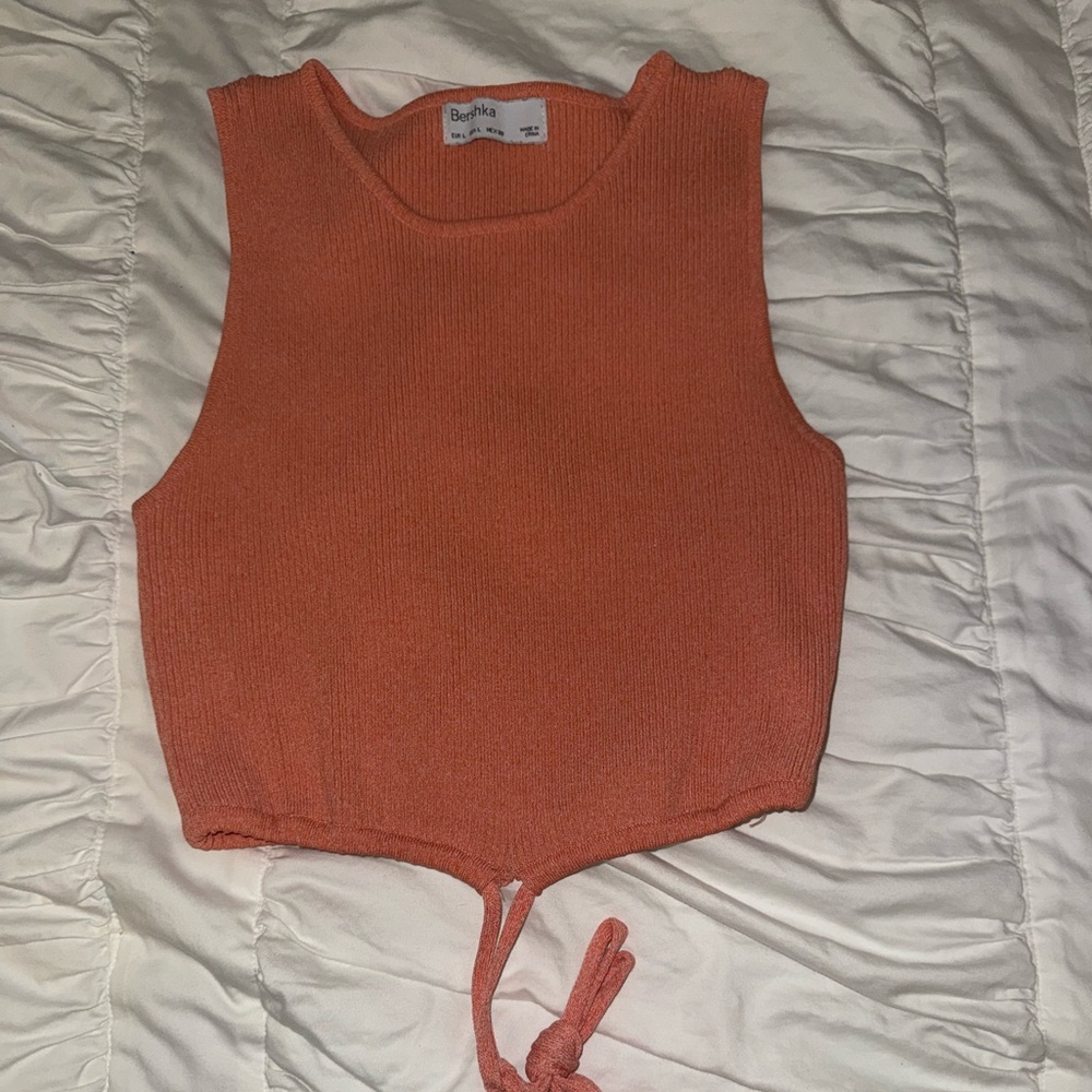 Bershka Vibrant Orange Knit Crop Top